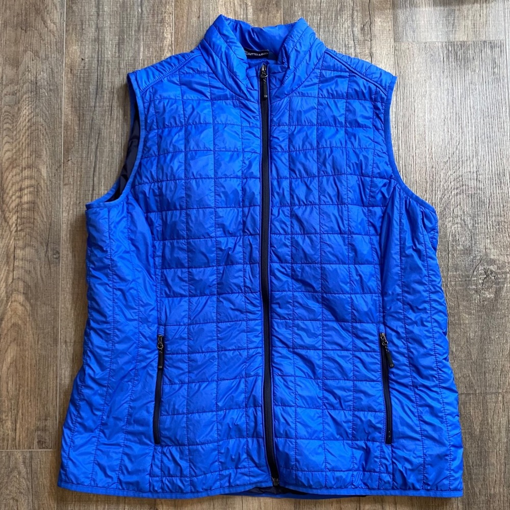 Cutter & Buck Rainier Men 3XL Blue Quilted Puffer Vest Full Zip Lightweight 598